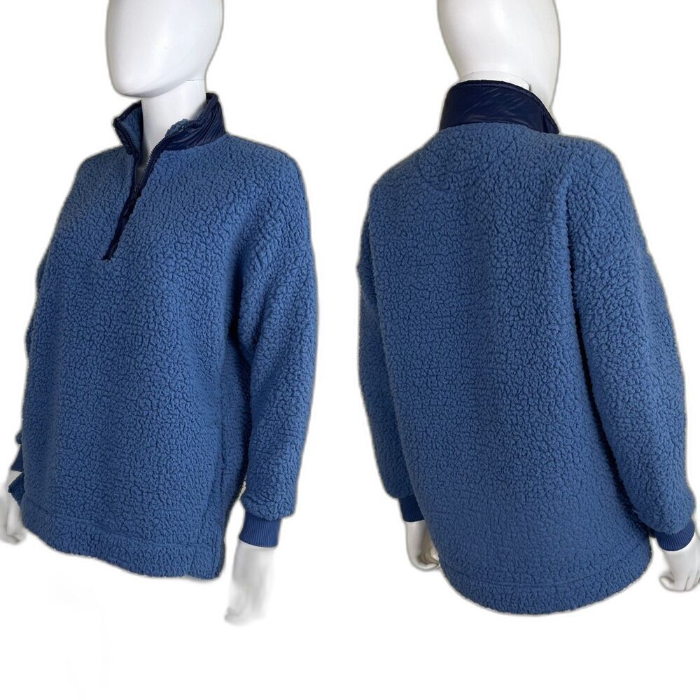 Aerie Women's Size XS Blue Dream Sherpa Quarter Zip Pullover Oversize Sweatshirt